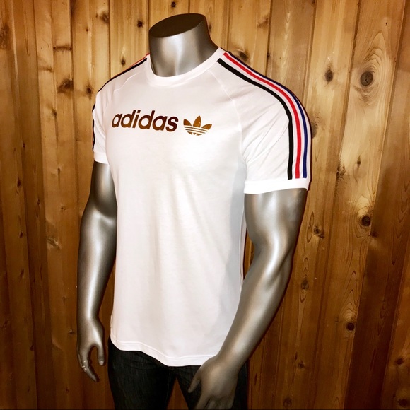 white and gold adidas shirt mens